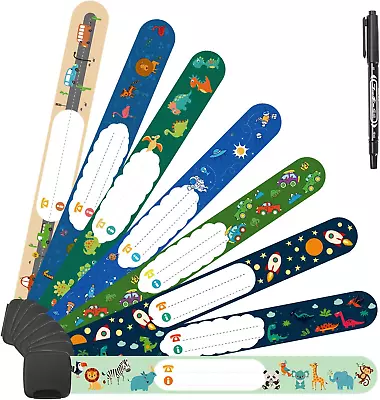 Vicloon Safety Wristband Bracelets 8 Pcs Child Kids ID Bracelet With Pen For ID • £5.19