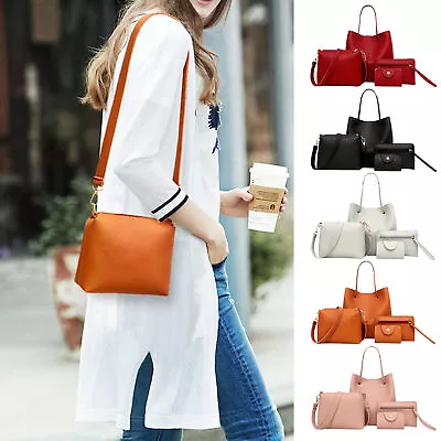 4Pcs/Set Women Lady Leather Handbags Messenger Shoulder Bags Tote Satchel Purse • $23.84