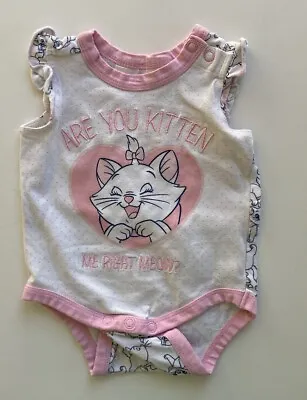 Disney Baby Girl Size 0-3 Months White Pink T-shirt Bodysuit Aristocats VGUC • $6.95