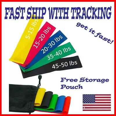 Set Of 5 Resistance Bands Workout Loop Exercise CrossFit Fitness Yoga Pilates • $5.89