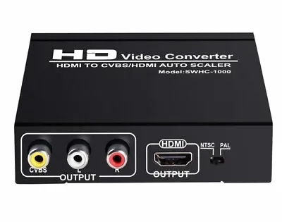 HD Video Converter HDMI To HDMI+ RCA Best Works For Foxtel IQ3 Autoscaler PS3 • $23.36