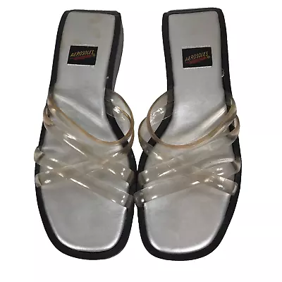 Vintage Aerosoles Square Back Jelly Sandals Slip On Jellies 90s Y2k Glass RARE • $75