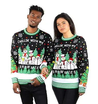 SOCAL LOOK Men's Chill Snowman Christmas Sweater Pullover Black • $29.99