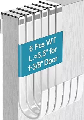 Over The Door Hooks 6 Pcs White Rubber Coating L=5.5  For 1 3/8  Door Hanging... • $9.57