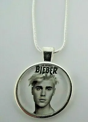 £6.99 • Buy Justin  Bieber  Singer Photo  Pendant Silver Chain Necklace Gift Box Birthday 