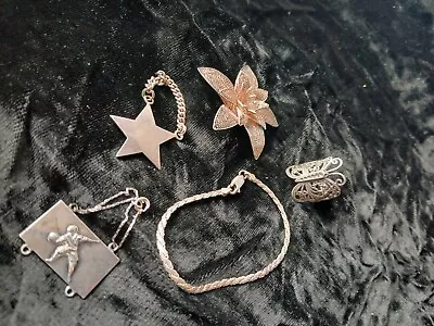 Vintage Sterling Silver Charm Bracelet Butterfly Ring Lot • $9.99