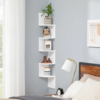 $79.99 • Buy VASAGLE Wall Corner Shelf 5Tier Bookshelf Display Bookcase Bathroom Office White