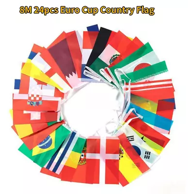  8M Europe Countries Flag 24pcs Euro Cup Country Bunting National Flags Banner • £4.79