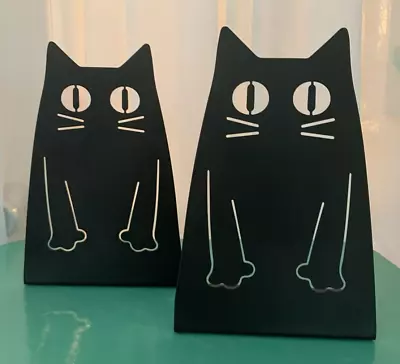 Cat Lady Metal Bookends Set Of 2 Whimsical Kittens 8”x5.5” • $11.99