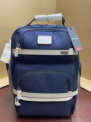 TUMI Alpha 3 Brief Pack / Backpack -Navy/Grey/Tan 117347-1602 MSRP $595 • $275