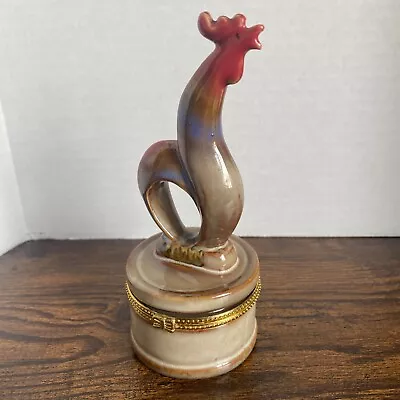 Rooster Hinged Trinket Box Figurine Small Porcelain Chicken Pill Trinket Box • $19.99