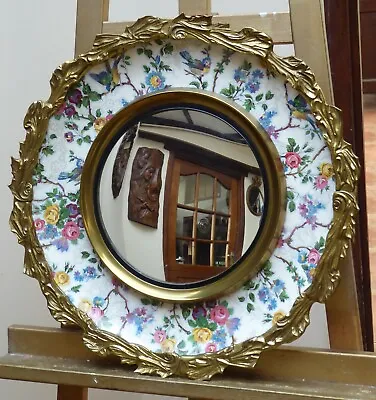 MIRROR ROYAL STAFFORDHIRE  1930s CHINA AND BRASS  FREE SHIPPING ENGLAND • £445