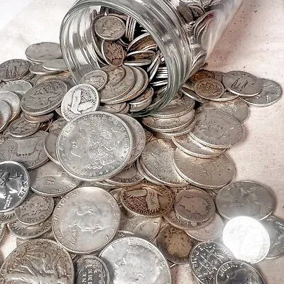 Mason Jar Silver Coin Mixed Lot | ESTATE SALE LIQUIDATION | US Silver Coins • $51.79