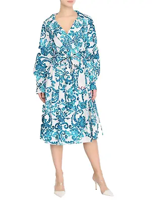 MARINA RINALDI Printed Taffeta Dress  Size MR 25 16W US 46 DE 54 IT • $125