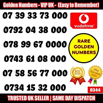 Golden Numbers VIP UK SIM - Easy To Remember & Memorise Numbers LOT - B344 • £7.95