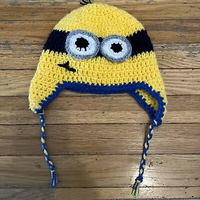 Minions Hand Knitted Wool Hat With Flaps For Baby • $12