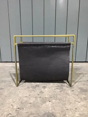 £45 • Buy Magazine Rack Black On A Brass Frame Industrial Contemporary