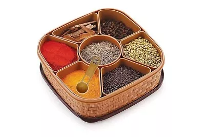 Indian Masala Dabba Plastic Spices Box Storage With 7 Small Container & 1 Spoon • $18.30