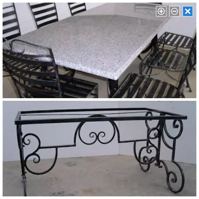 Outdoor Dining Speckled Granite Stone Table Set 1.8m Iron Base 6x Sophie Chairs • $3300