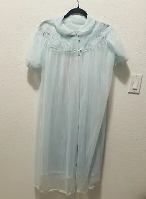 Dreamy Lisette Blue Double Layer Lacy Chiffon Nightgown&peignoir 2 Pc Set S • $25