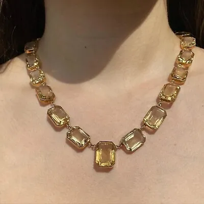 Vintage Art Deco-Retro 14K Yellow Gold 158ct Citrine Cameo Statement Necklace • $5500