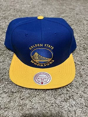 NEW Mitchell & Ness Golden State Warriors Snapback Hat Cap Blue Yellow OS Green • $10.70