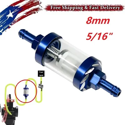 $7.99 • Buy Universal 8mm 5/16 Inline Reusable Motorcycle Fuel Filter Gas Washable