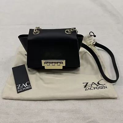 Zac Posen Mini Eartha Chain Leather Crossbody Bag Black Used Once • $48
