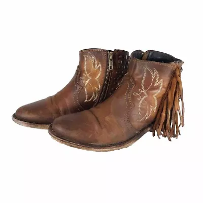 Liberty Black Women's US65M Brown Distressed Leather Studded Western Booties  • $49.99