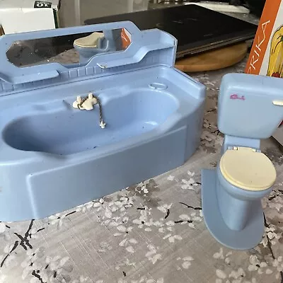 £9.99 • Buy Sindy Doll Bathroom Set Blue Vintage 1980's Pedigree Bath/Toilet
