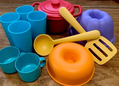 $12 • Buy Toy Cooking Pretend Play Set Pots & Pans & Utensils Green Toys Brand 12 Pieces
