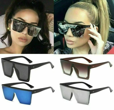 $12.53 • Buy Oversized Square Sunglasses Women Fashion Flat Top One Piece Shade Mirror UV400