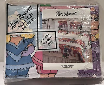 Vintage 1980 Lady Pepperell Miss Piggy Pig-Ture Perfect Double Sheets NOS Sealed • $120