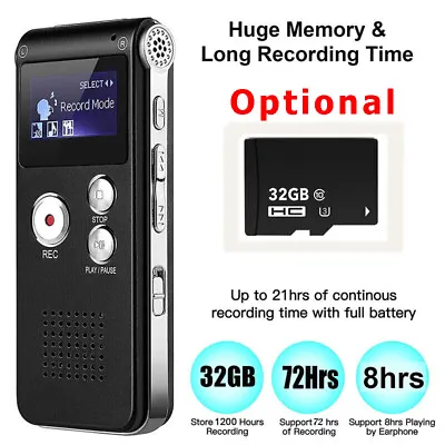 32G Digital Voice Recorder Dictaphone Audio Sound Recorder Mini Spy MP3 Lecture • $14.98