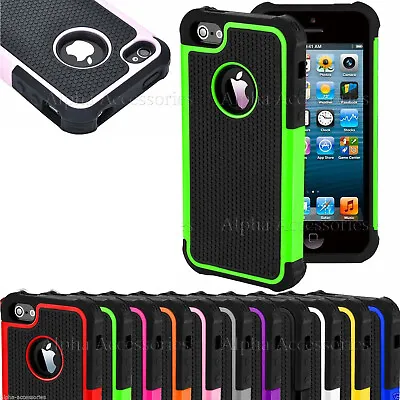 Shock Proof Dual Layer Silicone & Hard Defender Case Cover Apple IPhone 5S 5 SE • £4.48