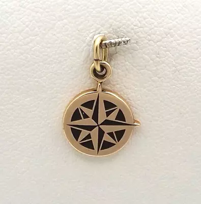 10k Gold Compass Black Inlay Charm Pendant Nautical Rose Vintage CTo East Point • $280.25