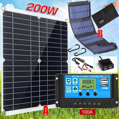 $26.88 • Buy 200 Watts Solar Panel Kit 100A 12V Battery Charger With Controller Caravan Boat