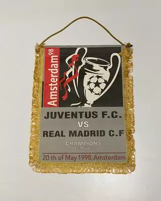 Vintage Rare Pennant Juventus Real Madrid Flag Champions League Final 1998  • $219