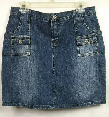 Tian Meizi Womens Blue Denim 6 Pocket Stretch Mini Skirt 32  Waist  • $12.97