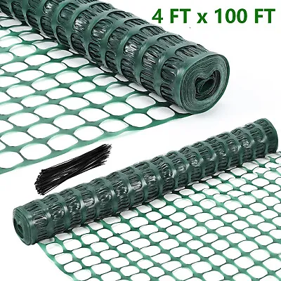 4FT X 100FT Plastic Mesh Fence W/100 Zip Ties Snow Fence Safety Garden Netting • $34.99