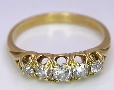 Antique Finest Victorian 18K Yellow Gold 5 Stone Old Cut Diamond Ring • £895