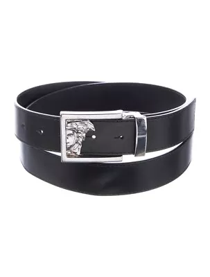 VERSACE COLLECTION Men's Half Medusa Leather Belt Dark Brown Size 36 - NWT • $75