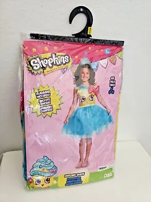 $16.18 • Buy Shopkins Cupcake Queen Halloween Child's Costume Medium 7-8 Dress Headband New 