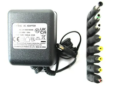£14.49 • Buy 1000ma 9v AC-AC (AC Output) Power Adaptor Supply Charger 1a 9va 9w - Multi Jack