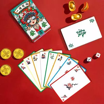 144 Tiles Mahjong Playing Cards Paper Accessories Festival Gathering Fun Games • £8