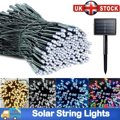 Solar Fairy String Lights 12/22/50M 100/200/500 LED Outdoor Garden Party Decor • £12.99