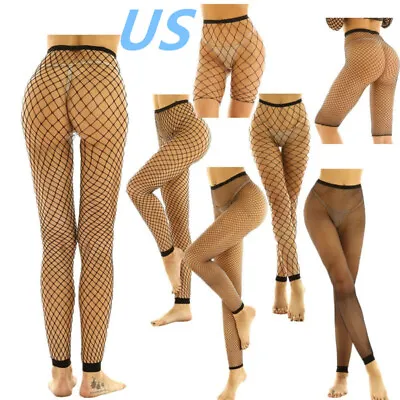 US Women Fishnet Lace Legging Transparent Footless Tight Trousers Long Pants • $7.23