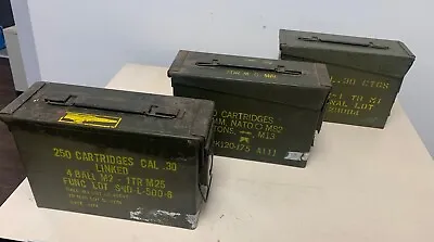 Lot Of 3 Vintage Ammo Military Cans/Boxes (2 S.C.F. 1 Unknown) • $30