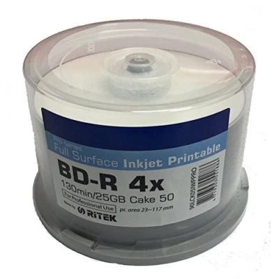 50 Traxdata Blu Ray 4x RITEK PRO Inkjet Printable Blank Discs BDR BD-R 25GB • £34.99