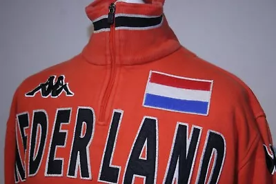 Kappa Nederland  Holland  Zip Neck Sweatshirt Jumper -M- Orange - Rare VTG Top • £89.99